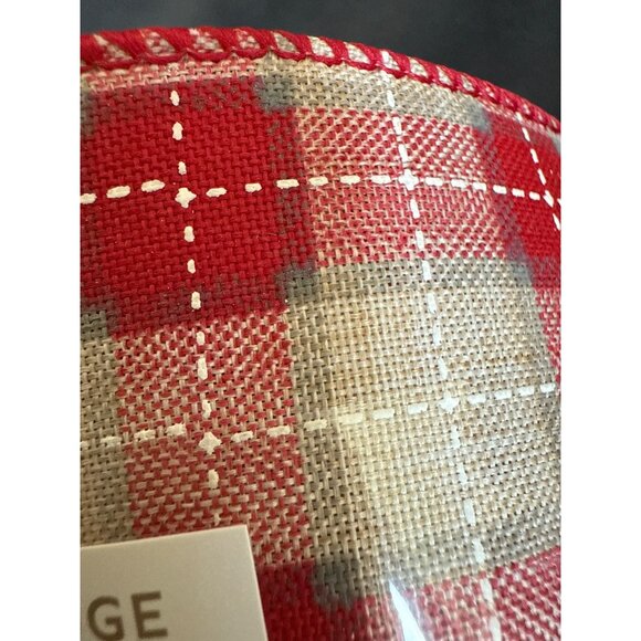 Red & White Plaid Wired Edge Ribbon 2.5" X 10 Yards For Crafts & Decorations - Picture 4 of 5